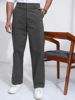 LOCOMOTIVE - Mens Grey Premium Chino Straight Fit Trouser