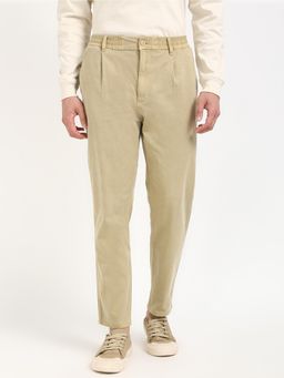 Tommy Hilfiger - Mens Beige Relaxed Fit Solid Mid Rise Chinos