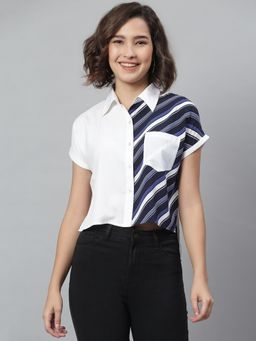 KASSUALLY - Women Multi-Color Boxy Stripes Casual Shirt