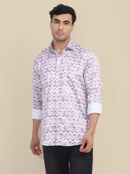 AM SWAN - Mens Poly Satin Lycra Digital Printed Shirt-Pink