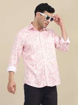 AM SWAN - Mens Poly Satin Lycra Digital Printed Shirt-Rust