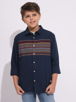 Jack & Jones Junior - Boys Striped Navy Blue Shirt