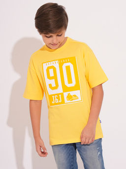 Jack & Jones Junior - Yellow Cotton Printed T-Shirt