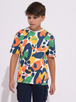 Jack & Jones Junior - Boys Printed Multi-Color T-Shirt