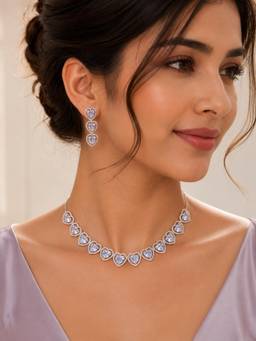 ABHUSHANAM - Crystal Heart Necklace Set