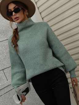 Oh Rare - Women Green Pullover Sweater