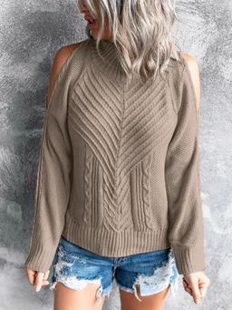 Oh Rare - Women Khaki Chevron Pullover Sweater