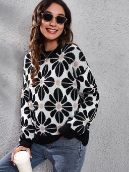 Oh Rare - Women Pink Printed Pullover Sweater