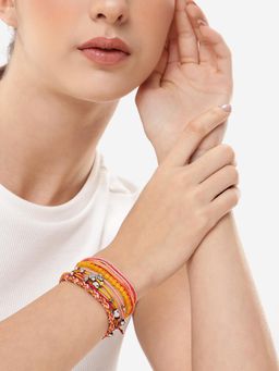 Carlton London - Multi-Color Braided Stacking Friendship Bracelet (Set Of 4)