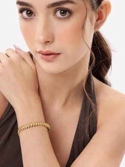 Carlton London - 18Kt Gold Plated Stainless Steel Cuff Bracelet