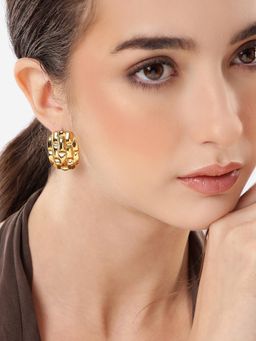 Carlton London - 18Kt Gold Plated Bold Textured Stud Earrings