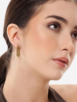 Carlton London - 18Kt Gold Plated Stainless Steel Watch Link Drop Earrings