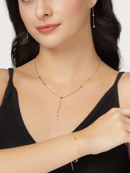 Carlton London - 18Kt Gold Plated Lariat Necklace and Earrings