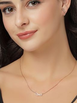 Carlton London - 18Kt Rose Gold Plated Infinity Necklace and Earrings