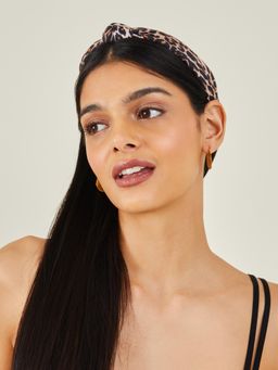 Accessorize London - Womens Brown Leopard Print Knot Hairband