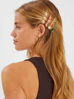 Accessorize London - Womens Multi-Color Sun Stone Slides Hair Clips (Pack of 4)