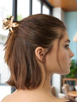 OOMPH - Womens Gold Floral Shape Ponnytail Holder Rubber Band