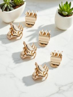 OOMPH - Womens Gold Tone Small Hair Claws (Pack of 6)