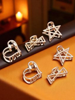 OOMPH - Womens Gold Tone Star Heart Shape Mini Hair Claw (Pack of 6)