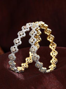 Estele - Womens Gehena Dual Tone Floral Bangles (2.4)