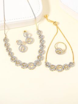 Estele - Gehena Minimal Circular Design Dual Tone Necklace, Earrings, Ring & Bracelet