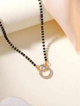 Estele - Gehena Black Beads Minimal Circle Pendant Mangalsutra