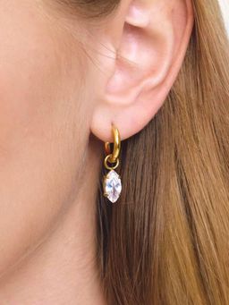 Inaya Accessories - 18K Gold Plated Marquise Crystal Hoop Pair of Earring, Anya