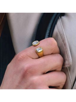 Inaya Accessories - 18K Gold Plated Crystal Edge Open Ring, Bani