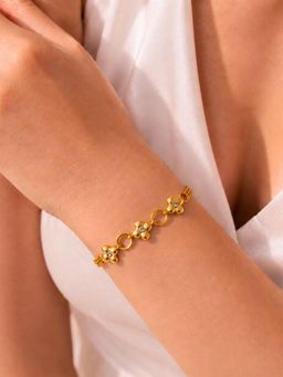 Inaya Accessories - 18K Gold Plated Flower Charm Bracelet, Cecilia