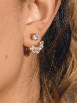 Inaya Accessories - Gold Plated Teardrop Cluster Pair of Earrings, Elara