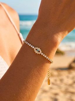Inaya Accessories - 18K Gold Plated Evil Eye Tennis Bracelet, Finn