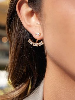 Inaya Accessories - 18K Gold Plated Baguette Crystal Pair of Earring, Jessi