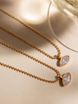 Inaya Accessories - 18K Gold Plated Marquise Crystal Necklace, Katrina