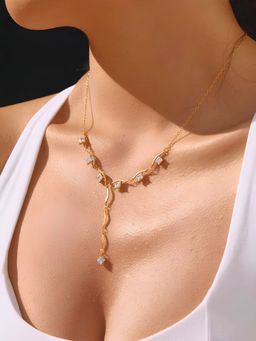 Inaya Accessories - 18K Gold Plated Crystal Lariat Necklace, Kia