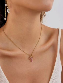 Inaya Accessories - 18K Gold Plated Purple Charm Layered Necklace, Kyra