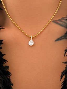 Inaya Accessories - 18K Gold Plated Teardrop Bead Chain Pendent Necklace, Mahi