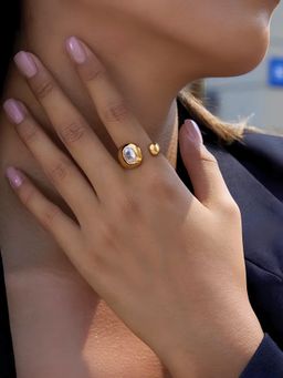 Inaya Accessories - 18K Gold Plated Modern Open Band adjustable Ring, Maison