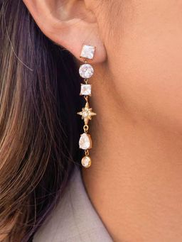 Inaya Accessories - 18K Gold Plated Radiant Starburst Pair of Earring, Maya