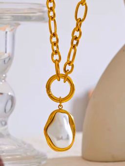 Inaya Accessories - 18K Gold Plated Baroque Pearl Pendent Necklace, Mist