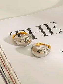 Inaya Accessories - 18K Gold Plated Two-Tone Huggie Hoop Pair of Earring, Nyla