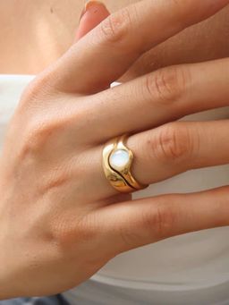 Inaya Accessories - 18K Gold Plated Cloudlight Ring, Pihu