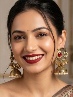 NUI - Gold Plated Jhumka Pair Of Earrings For Women And Girls
