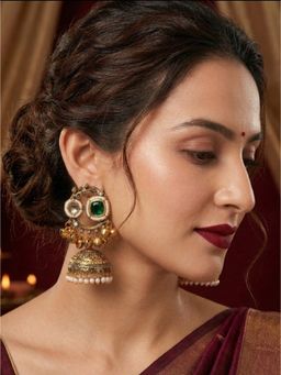 NUI - Gold Plated Jhumka Pair Of Earrings For Women And Girls