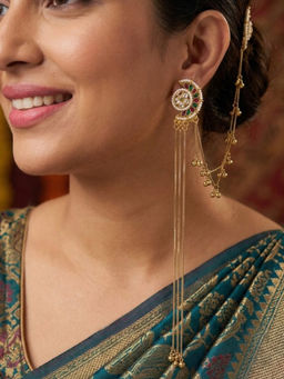NUI - Gold Plated Kashmiri Earring With Earchain For Women And Girls