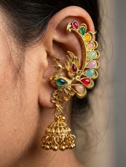 NUI - Gold Plated Peacock Design Ear Cuff For Women And Girls