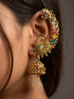 NUI - Gold Plated Peacock Design Ear Cuff For Women And Girls