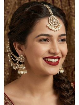 NUI - Gold Plated Earrings with Maagtikka Set For Women And Girls