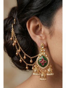 NUI - Gold Plated Kashmiri Earring With Earchain For Women And Girls