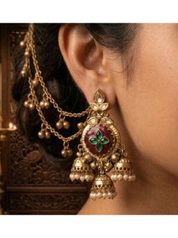 NUI - Gold Plated Kashmiri Earring With Earchain For Women And Girls