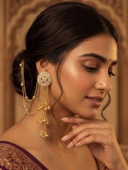 NUI - Gold Plated Kashmiri Earring with Chain For Women And Girls